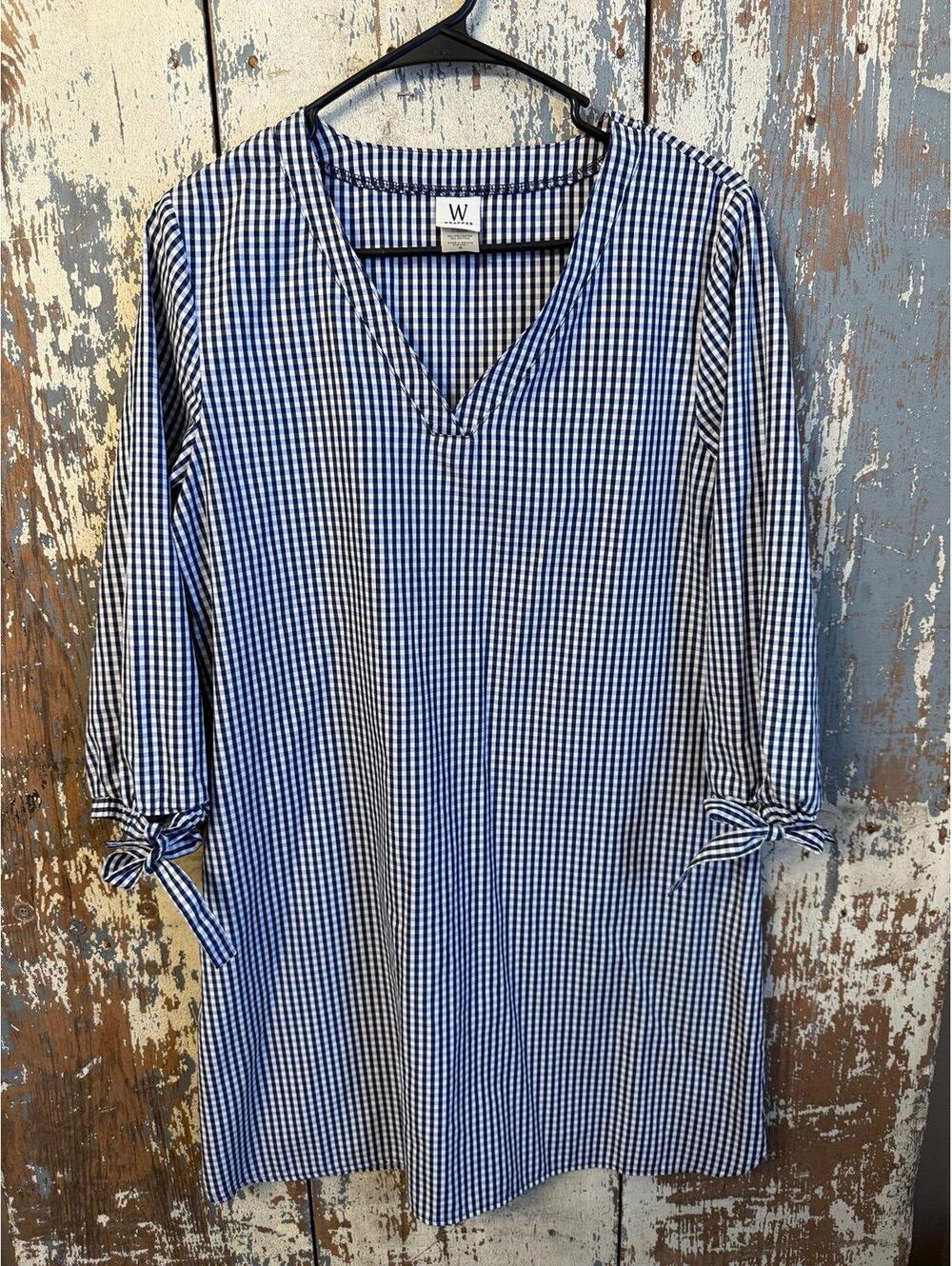Wrapper women’s dress blue gingham size small